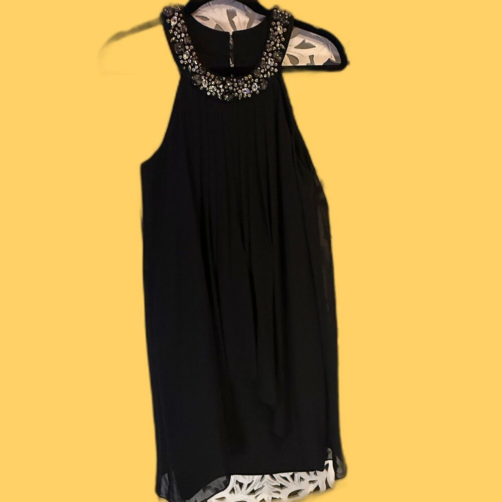 Vince Camuto Black Dress with Beading on the collar Size 4 New with Tags